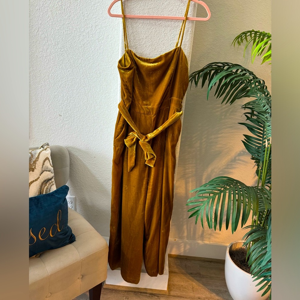 J crew velvet yellow jumpsuit size 12